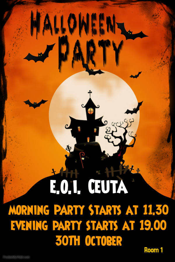 cartel anunciando fiesta de Halloween