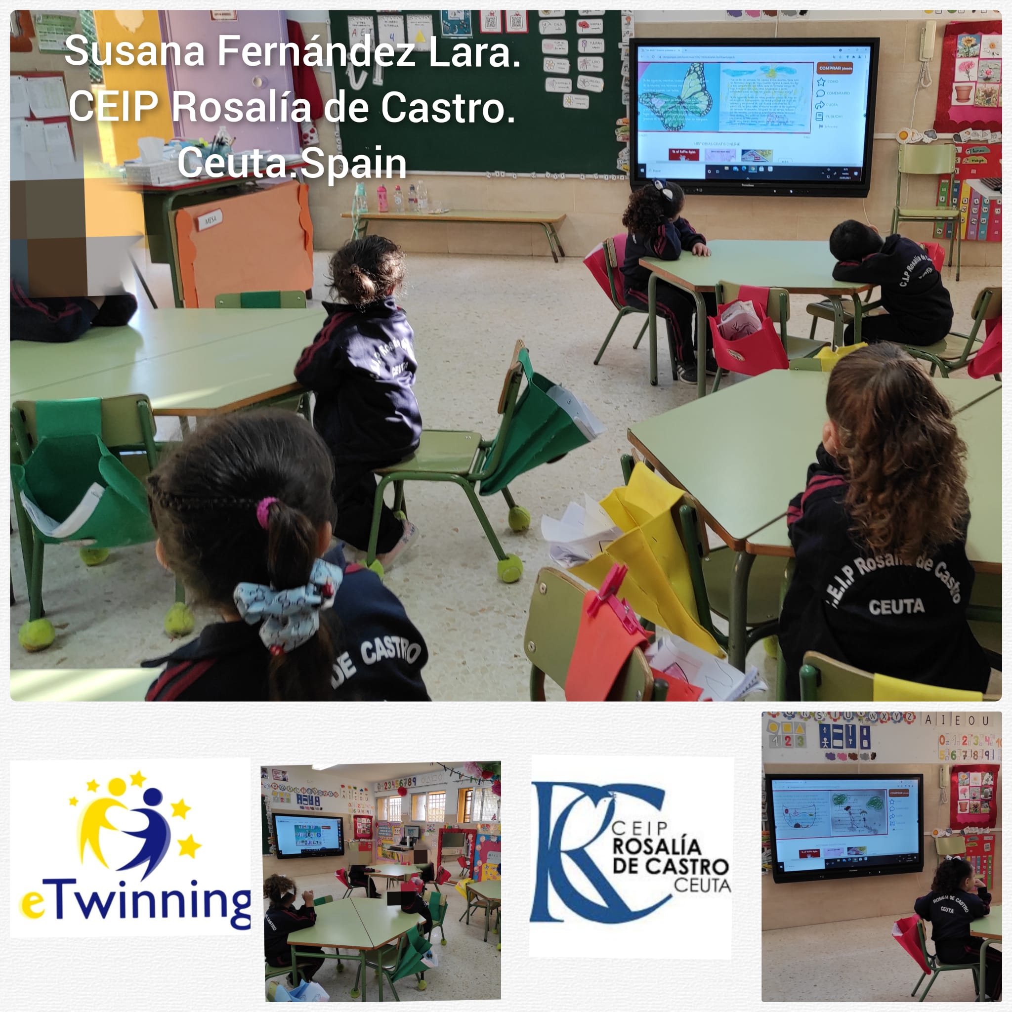 Los alumnos de la maestra Susana de Educación Infantil 3 años participan en una Webinar del proyecto eTwinning, donde hicieron en directo la repetición de uno de los experimentos 